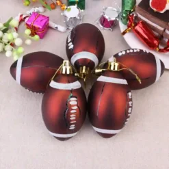 6 Palline Di Natale Tema Rugby, Decorazioni Originali