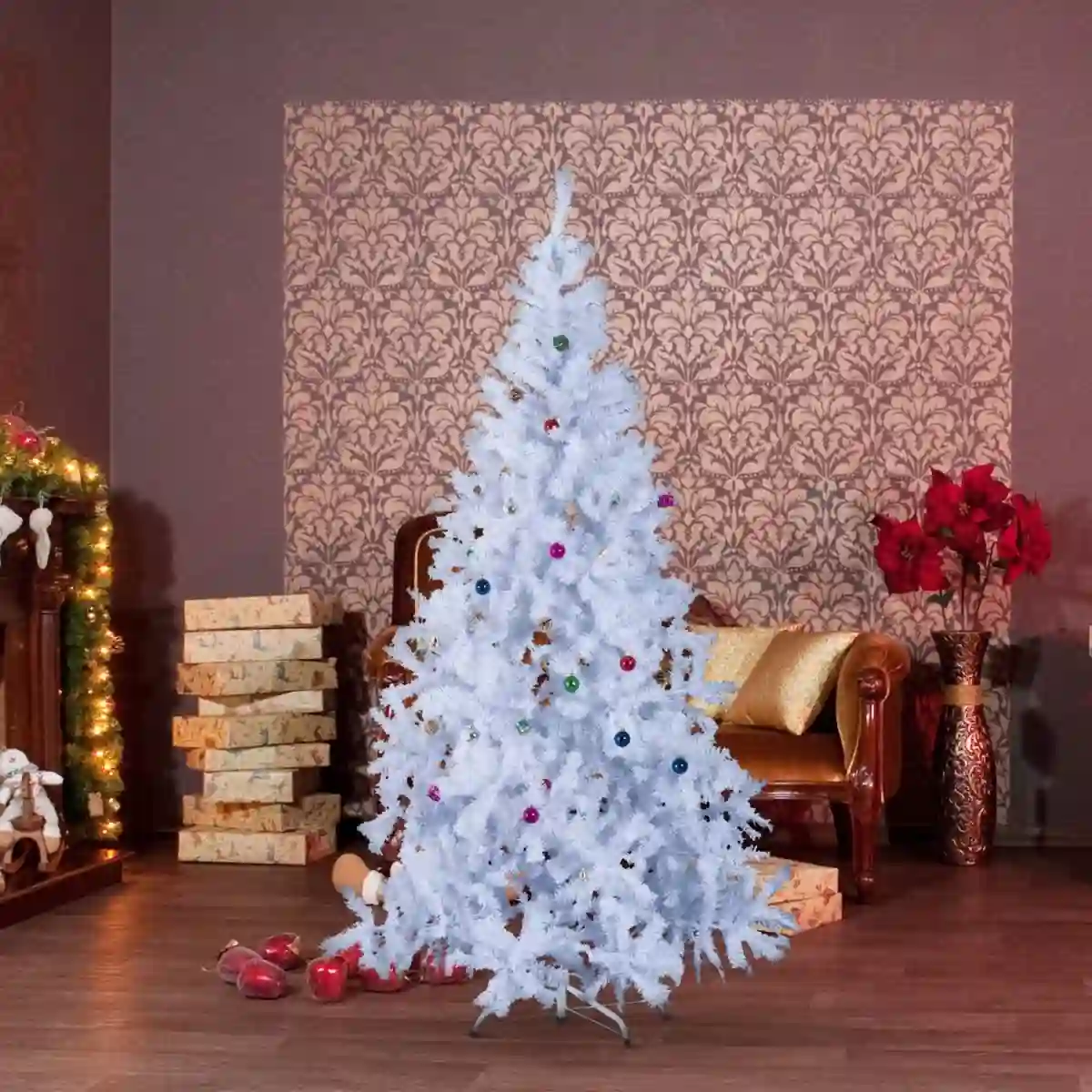 Abete Bianco Di Natale Artificiale Da 180cm, 130 Rami 2 Abete Bianco Di Natale Artificiale Da 180cm, 130 Rami - immagine 2