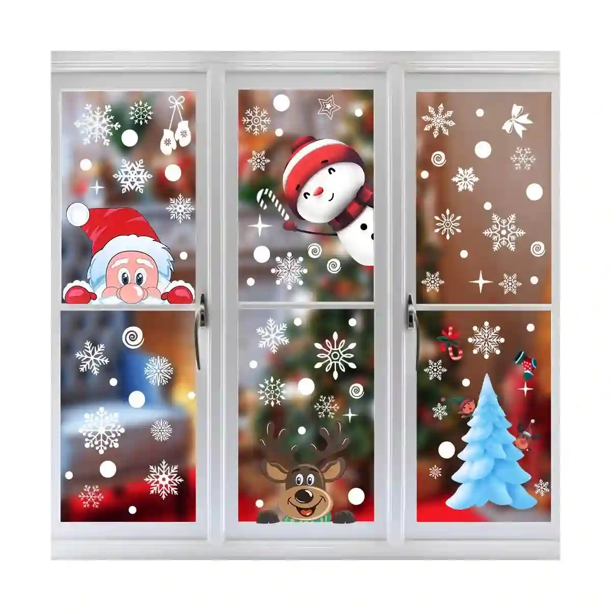 Adesivi Finestre Natalizi, Vetrofanie Con Alce, Renne, Neve E Babbo Natale 2 Adesivi Finestre Natalizi, Vetrofanie Con Alce, Renne, Neve E Babbo Natale - immagine 2
