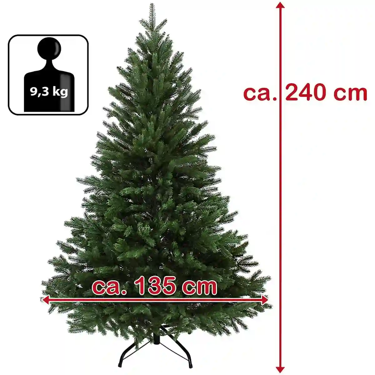 Albero Di Natale Da 240 Cm Colore Verde, In PVC 2 Albero Di Natale Da 240 Cm Colore Verde, In PVC - immagine 2