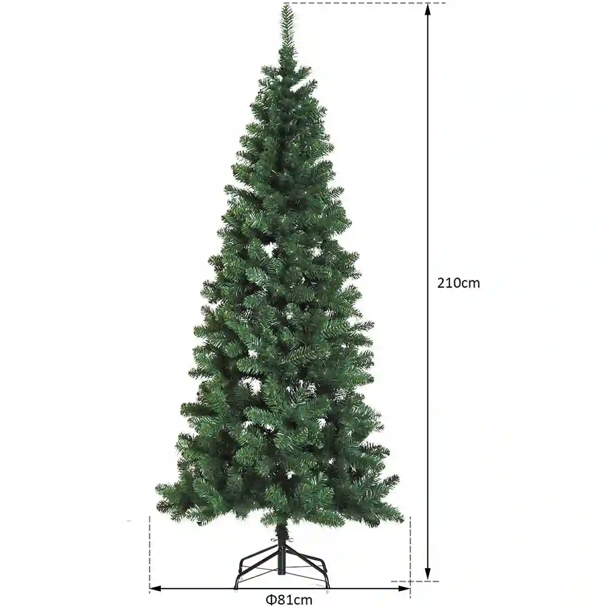 Albero Di Natale Slim Con 631 Rami, 210 Cm, Abete Verde 2 Albero Di Natale Slim Con 631 Rami, 210 Cm, Abete Verde - immagine 2