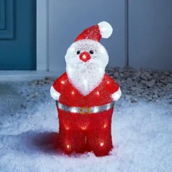 Babbo Natale Con 40 LED Bianchi Per Interni Ed Esterni, In Resina