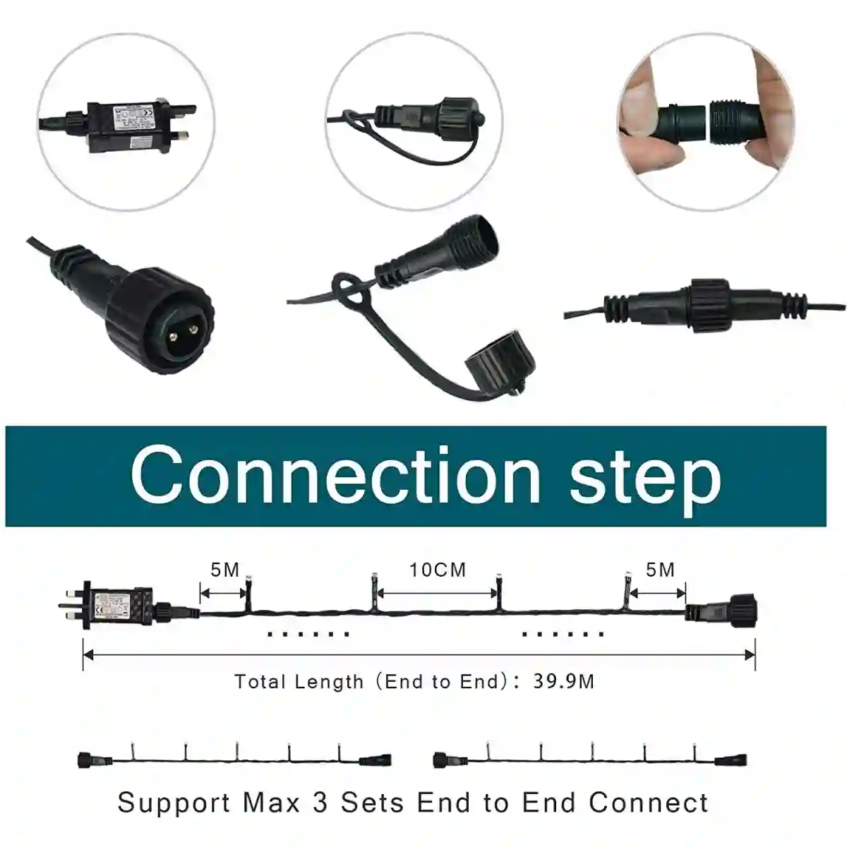 Catena Di Luci Di Natale Con 300 Led, 8 Modalità Di Illuminazione 3 Catena Di Luci Di Natale Con 300 Led, 8 Modalità Di Illuminazione - immagine 3