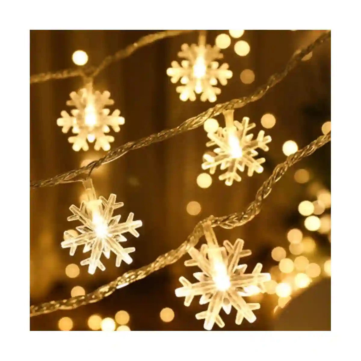 Catena Luci Forma Fiocco Neve A Led Da 3 Mt, Per Albero Di Natale 1 Catena Luci Forma Fiocco Neve A Led Da 3 Mt, Per Albero Di Natale