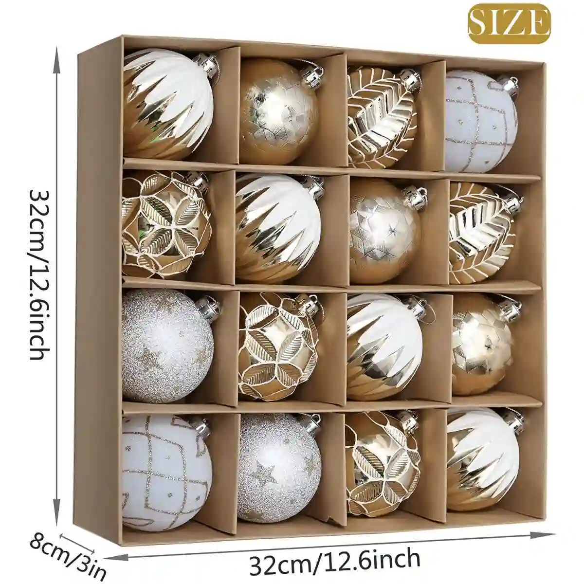 Confezione Con 16 Palle Da 8cm Di Natale, Oro E Bianche 2 Confezione Con 16 Palle Da 8cm Di Natale, Oro E Bianche - immagine 2