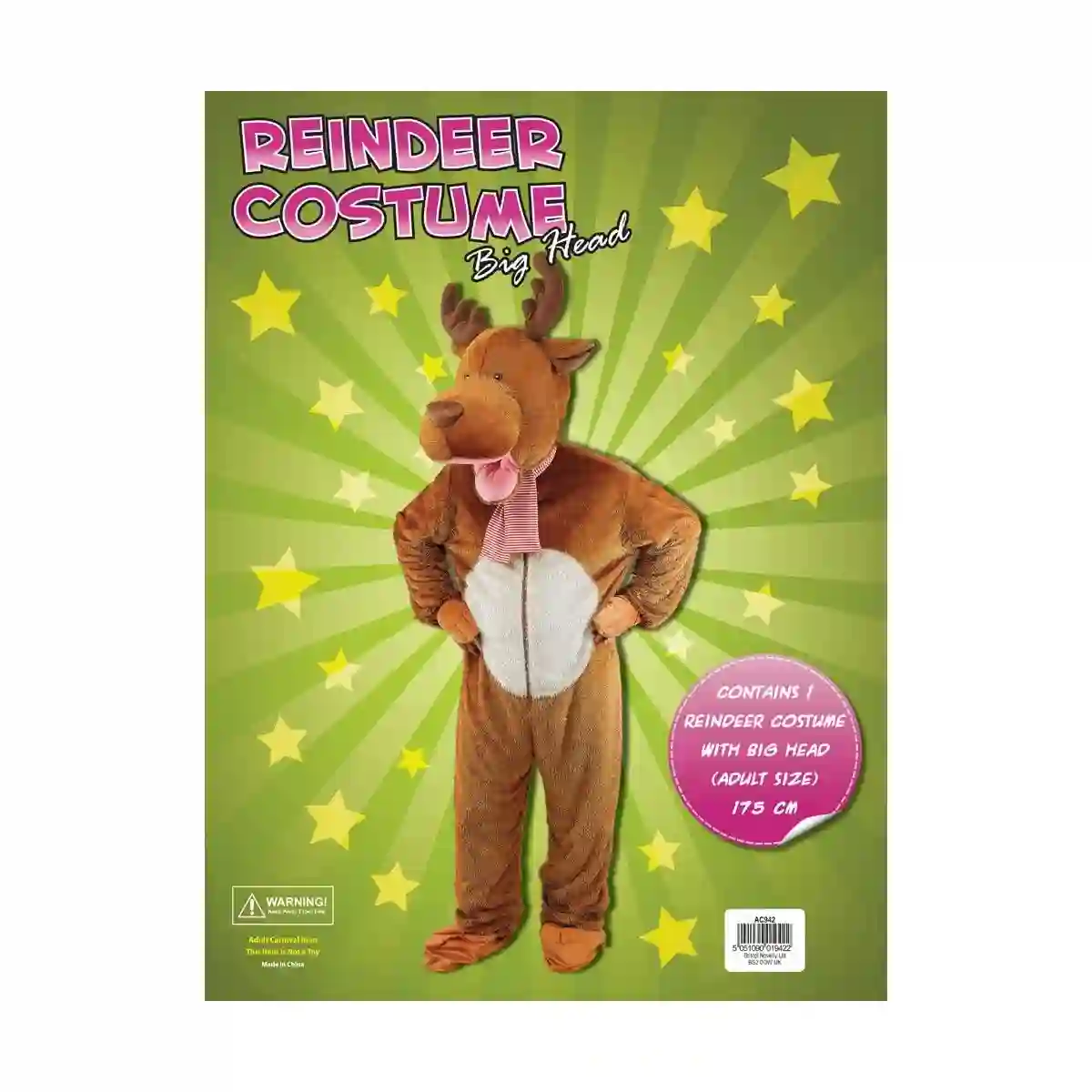 Costume Da Renna, Alce Di Natale Per Adulti, Testa Gigante 2 Costume Da Renna, Alce Di Natale Per Adulti, Testa Gigante - immagine 2