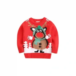 Felpa Per Bambini Di Natale, Con Renna, Colore Rosso, Dea Regalo