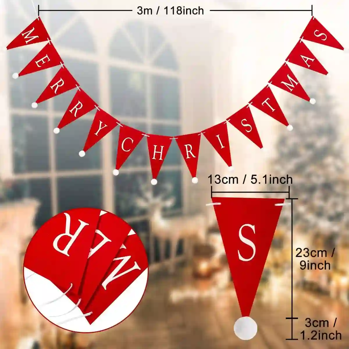 Festone Natalizio In Feltro, Per Camino O Albero Di Natale 2 Festone Natalizio In Feltro, Per Camino O Albero Di Natale - immagine 2