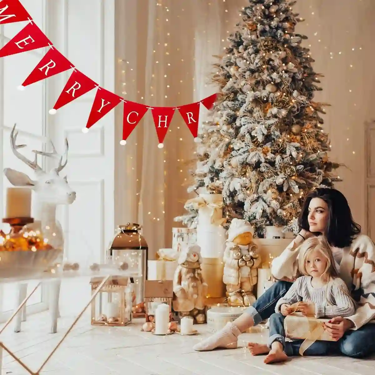 Festone Natalizio In Feltro, Per Camino O Albero Di Natale 4 Festone Natalizio In Feltro, Per Camino O Albero Di Natale - immagine 4