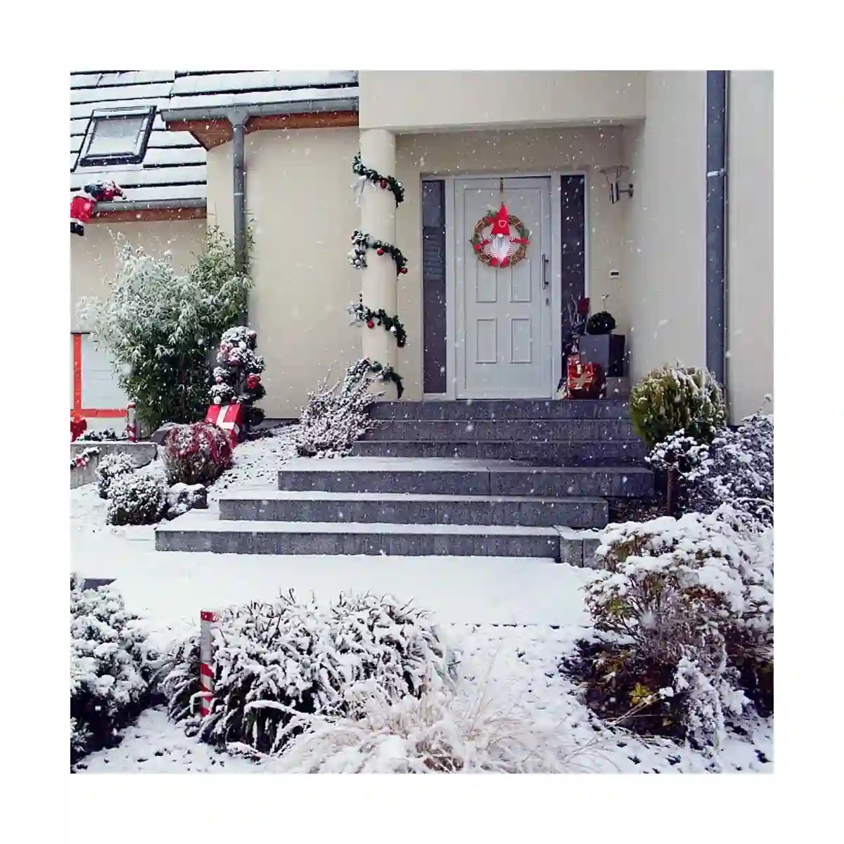 Ghirlanda Con Babbo Natale In Feltro, In Rattan, Con Decorazioni 4 Ghirlanda Con Babbo Natale In Feltro, In Rattan, Con Decorazioni - immagine 4