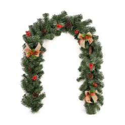 Ghirlanda Di Natale Con Bacche E Pigne, Abete Finto, Da 1.8 Metri
