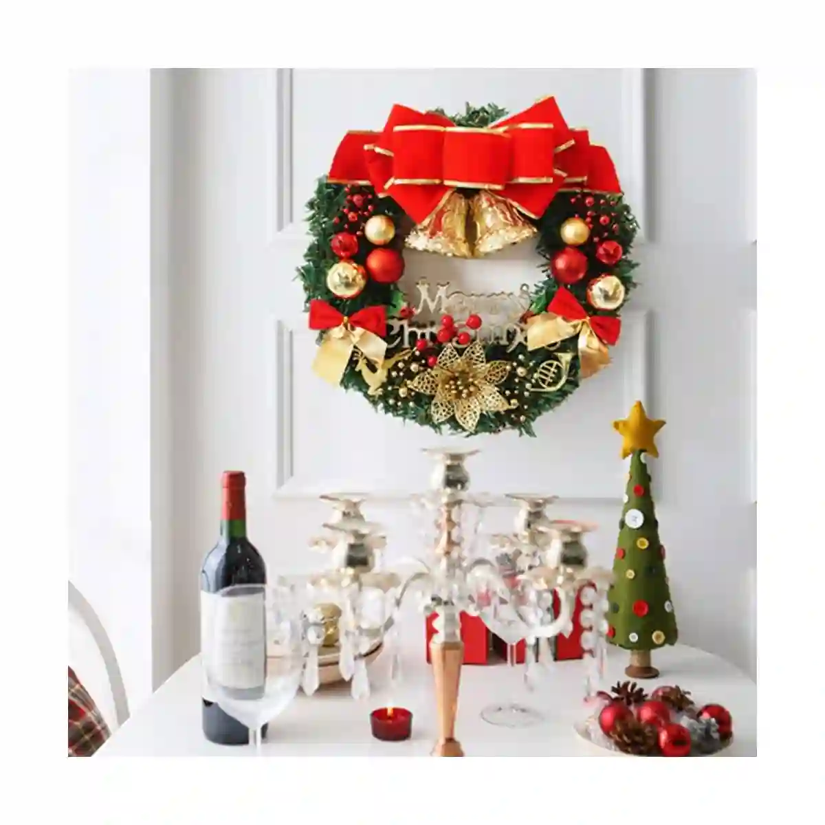 Ghirlanda Di Natale Con Campane E Fiocco Rosso 2 Ghirlanda Di Natale Con Campane E Fiocco Rosso - immagine 2