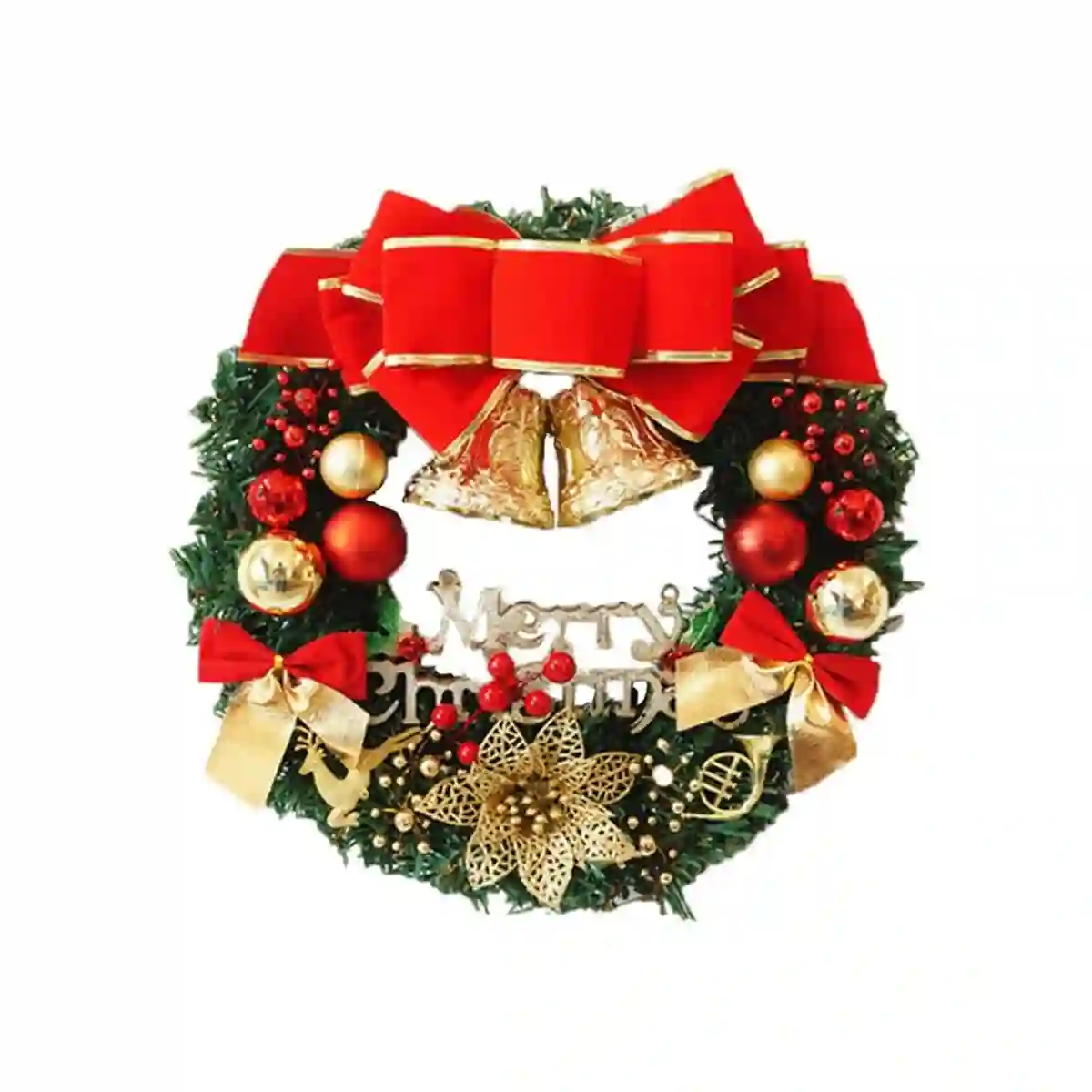 Ghirlanda Di Natale Con Campane E Fiocco Rosso 1 Ghirlanda Di Natale Con Campane E Fiocco Rosso