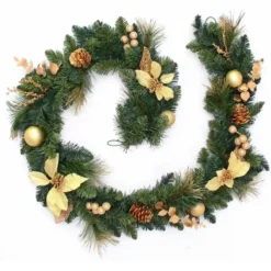 Ghirlanda Di Natale Crema E Oro, Modellabile, Decorazione Per Casa