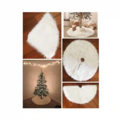 Gonna Bianca In Peluche Per Albero Di Natale Da 90 X 78 Cm