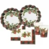 Kit Per 16 Persone Tema Natale, Stile Scozzese, Stoviglie Usa E Getta