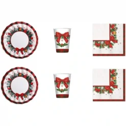 Kit Per 24 Persone Di Natale, Decorazioni Tavola Eleganti Usa E Getta