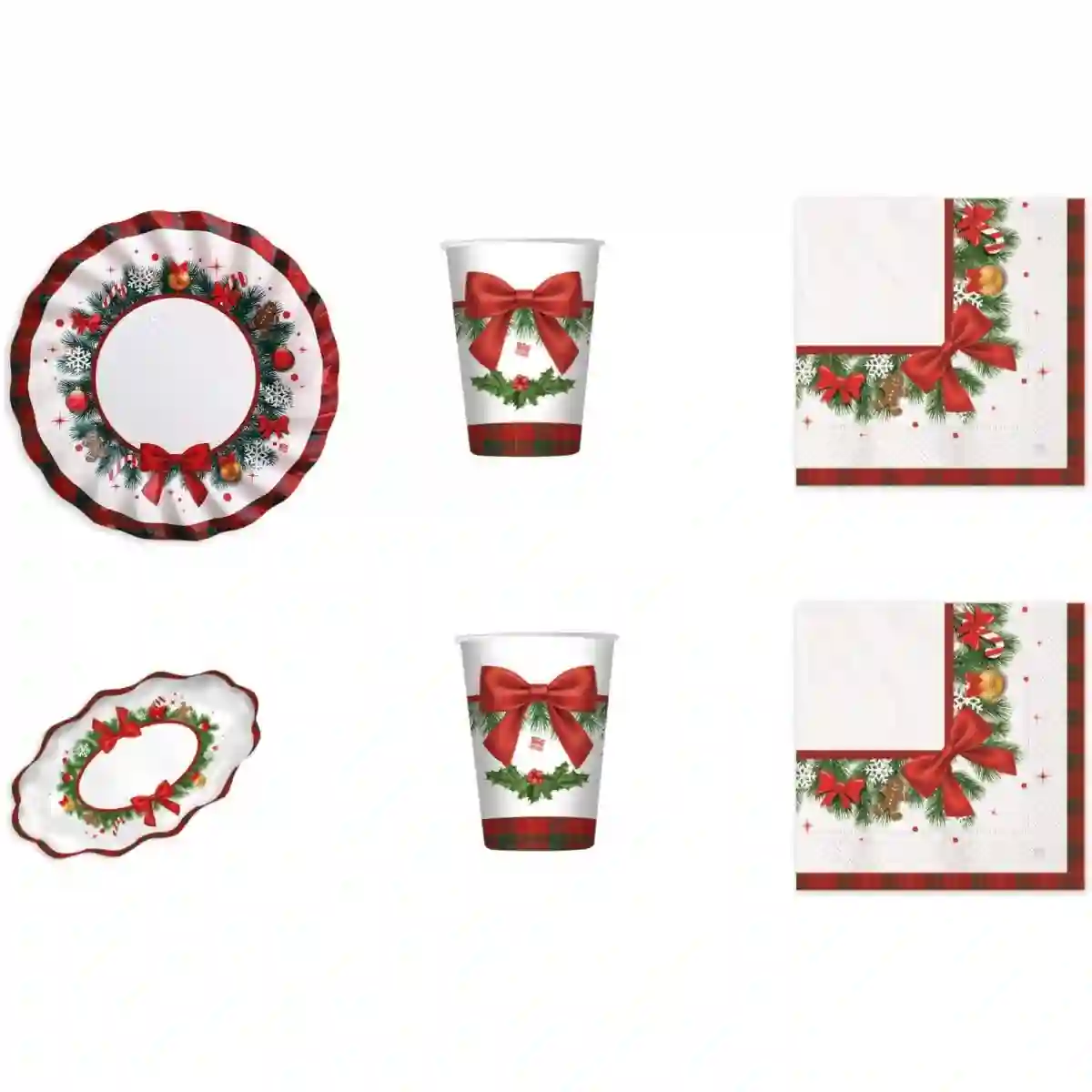 Kit Per 32 Persone Natale In Famiglia, Coordinato Completo 1 Kit Per 32 Persone Natale In Famiglia, Coordinato Completo