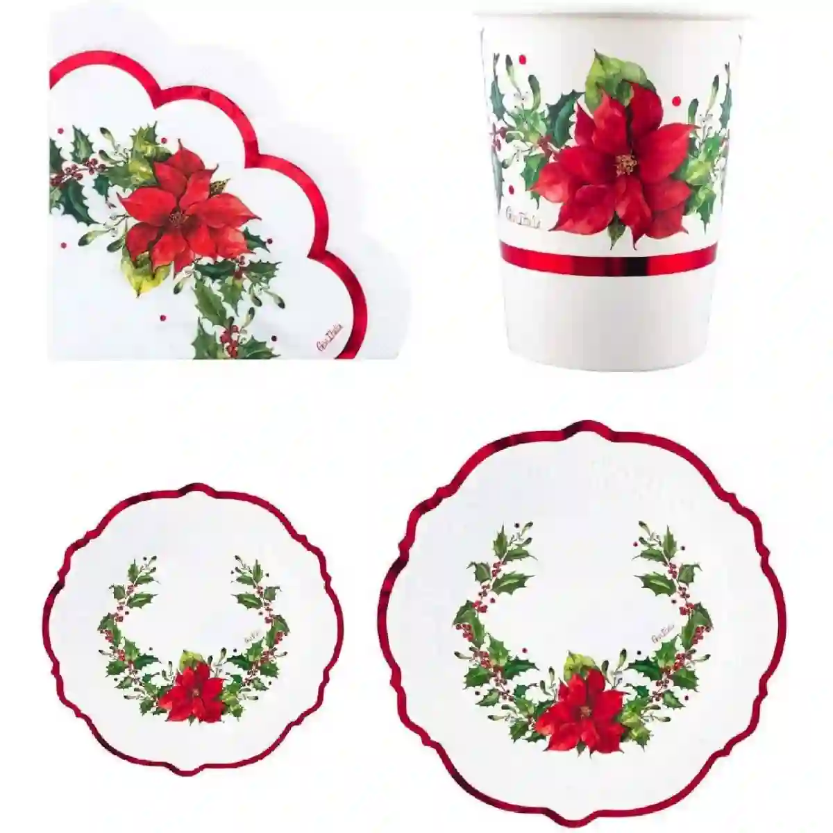 Kit Tavola Stella Di Natale Per 8 Persone, Coordinato Completo 1 Kit Tavola Stella Di Natale Per 8 Persone, Coordinato Completo