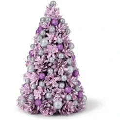 Mini Albero Di Natale Rosa E Viola, Centrotavola