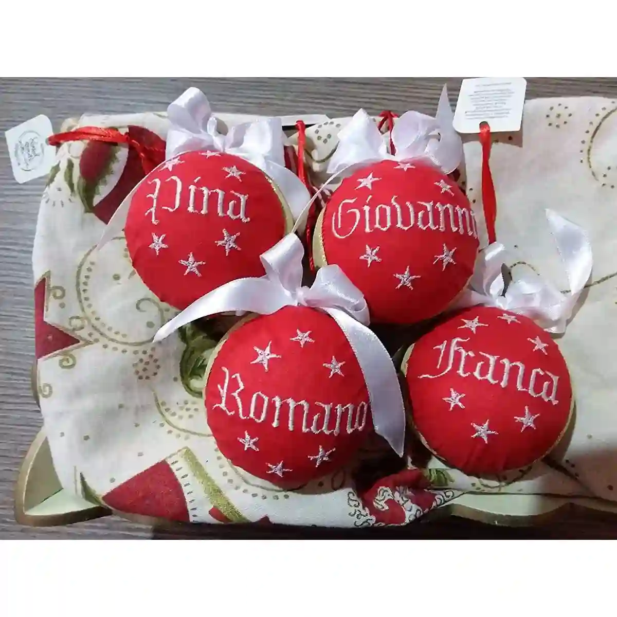 Pallina Di Natale Personalizzata Da 8 Cm Con Nome Ricamato 2 Pallina Di Natale Personalizzata Da 8 Cm Con Nome Ricamato - immagine 2