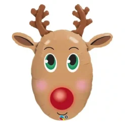 Palloncino Renna Dal Naso Rosso Per Natale, In Alluminio