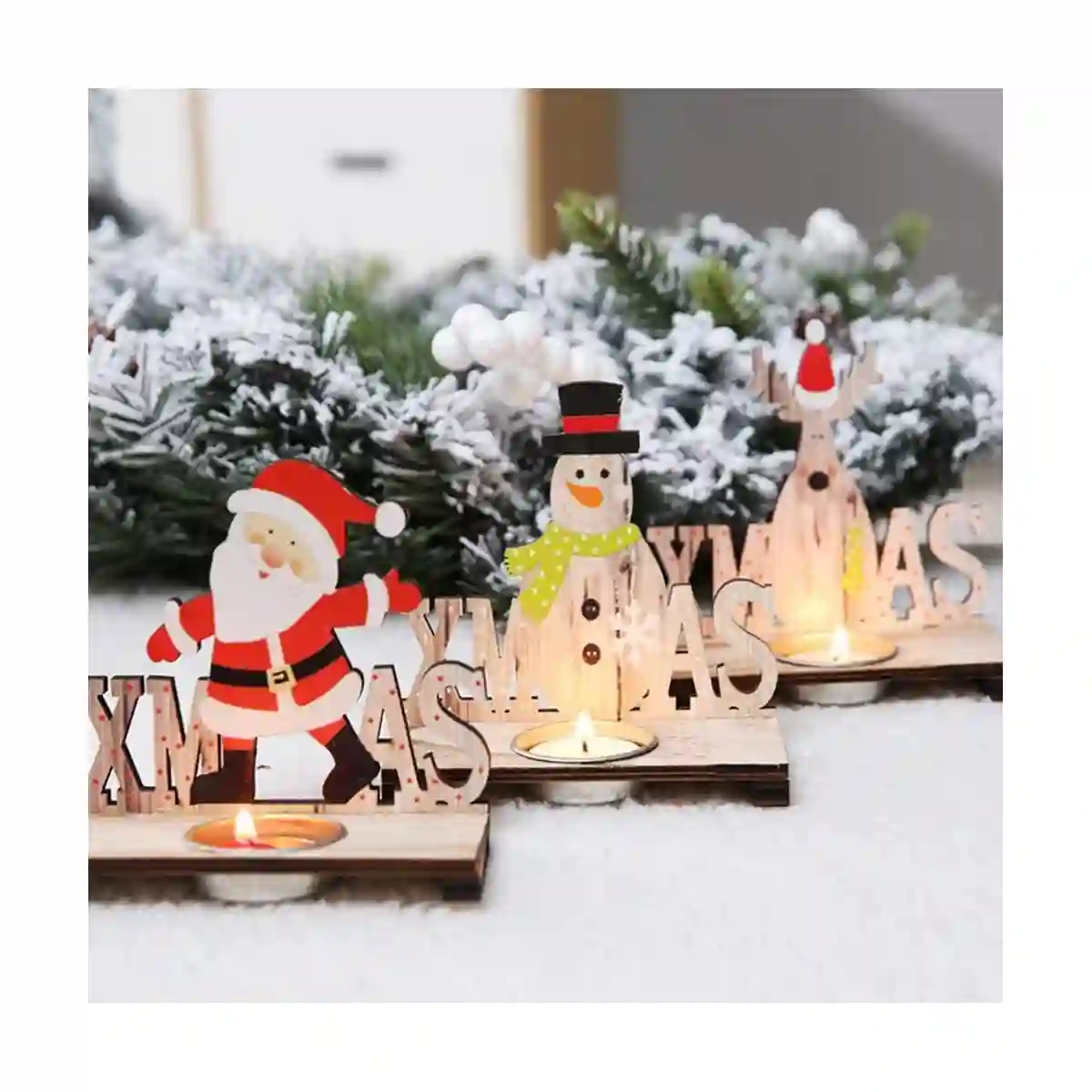 Portacandele Babbo Natale, Centrotavola In Legno, Simpatico E Originale 3 Portacandele Babbo Natale, Centrotavola In Legno, Simpatico E Originale - immagine 3