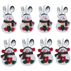 Portaposate Tema Babbo Natale, 8 Pezzi, Addobbo Tavola Natalizia