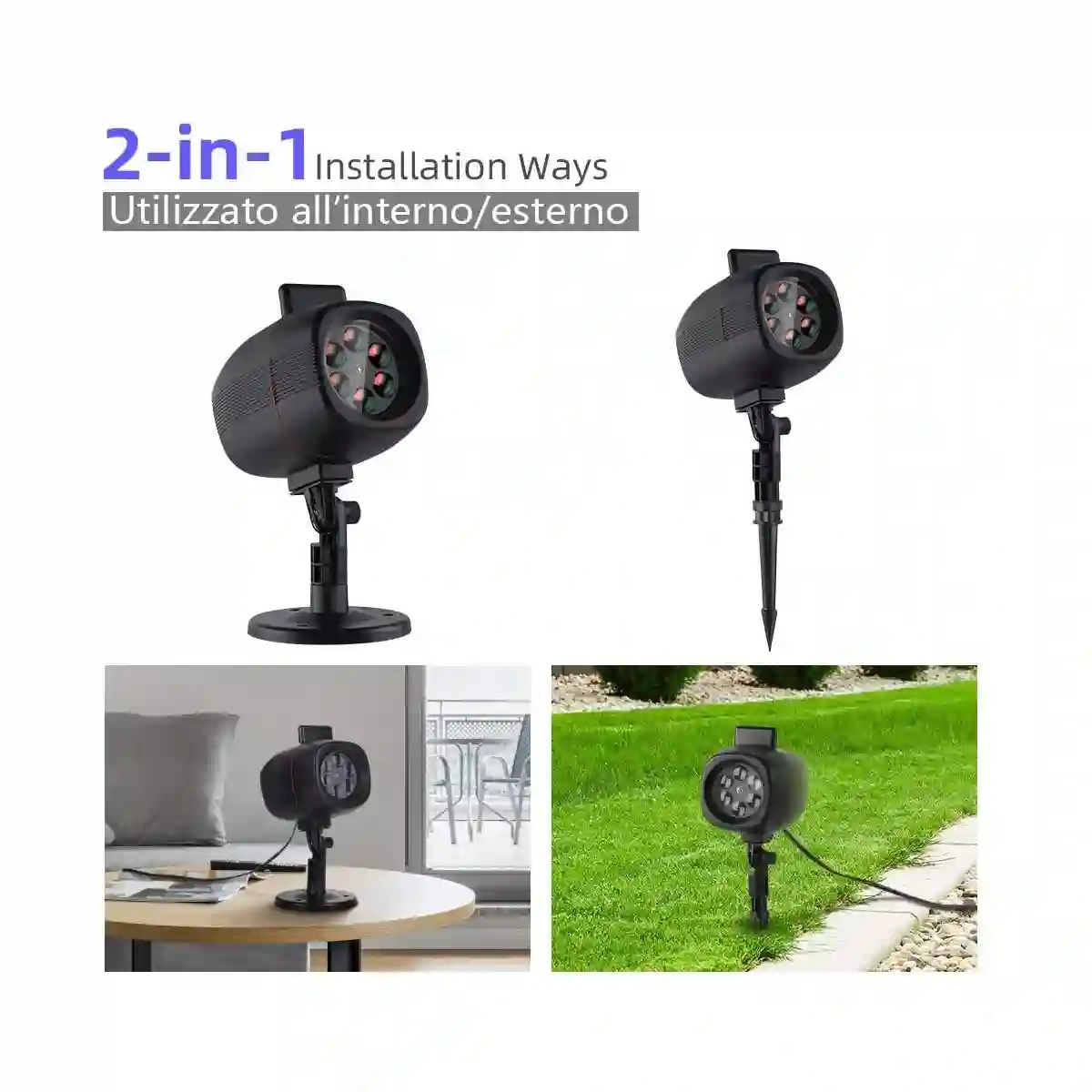 Proiettore Luci Di Natale, IP65 Con 16 Lenti Intercambiabili 3 Proiettore Luci Di Natale, IP65 Con 16 Lenti Intercambiabili - immagine 3