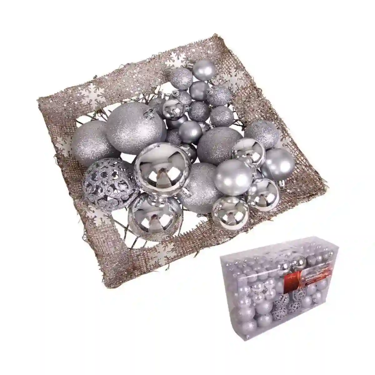 Scatola Con 100 Palline Di Natale Argentate, Varie Misure 2 Scatola Con 100 Palline Di Natale Argentate, Varie Misure - immagine 2