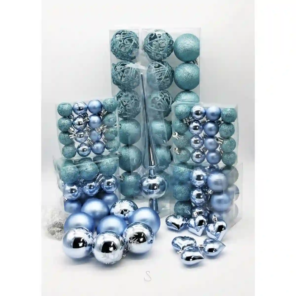 Scatola Con 101 Palline Di Natale Metallo, Blu Ghiaccio E Azzurro E Puntale 2 Scatola Con 101 Palline Di Natale Metallo, Blu Ghiaccio E Azzurro E Puntale - immagine 2