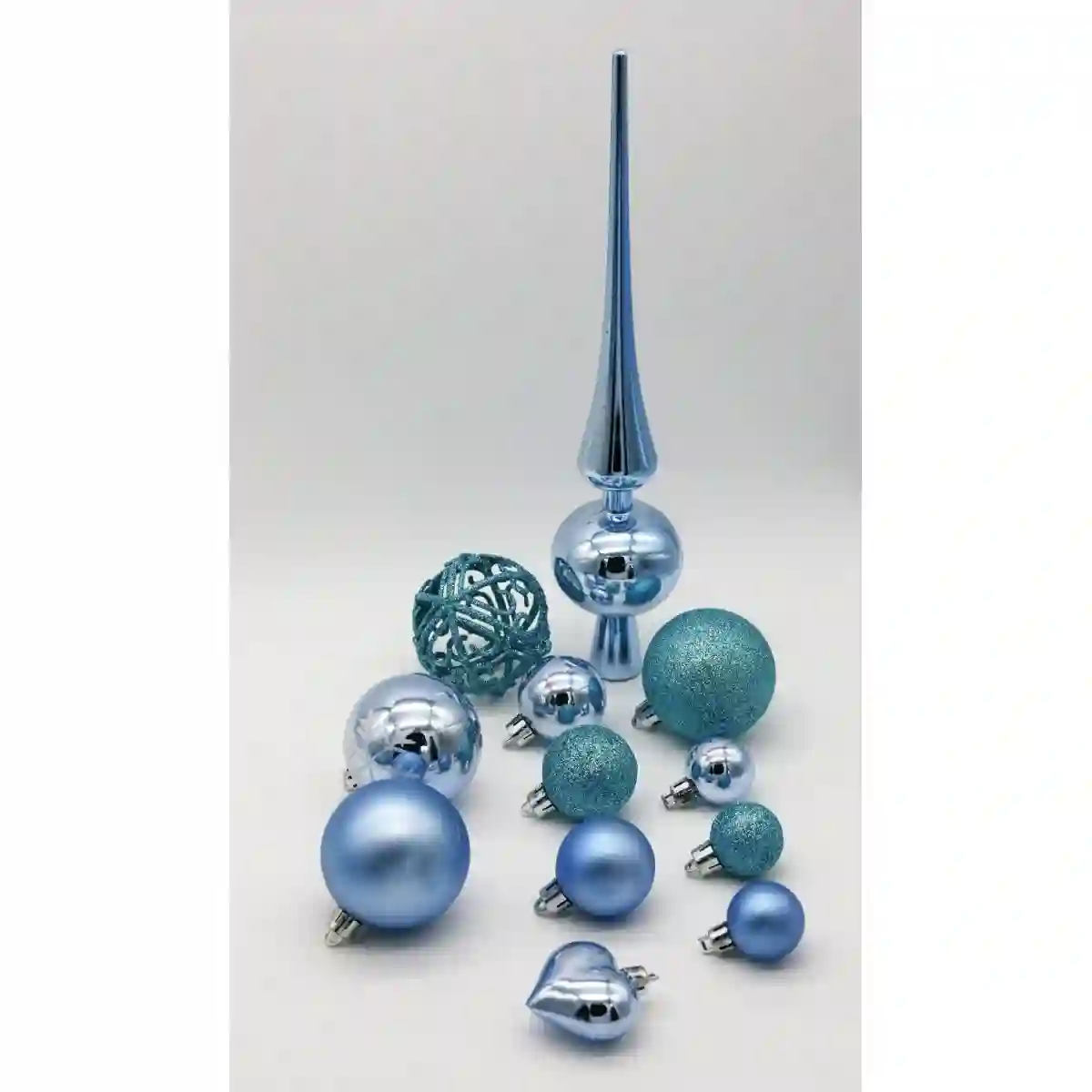 Scatola Con 101 Palline Di Natale Metallo, Blu Ghiaccio E Azzurro E Puntale 3 Scatola Con 101 Palline Di Natale Metallo, Blu Ghiaccio E Azzurro E Puntale - immagine 3