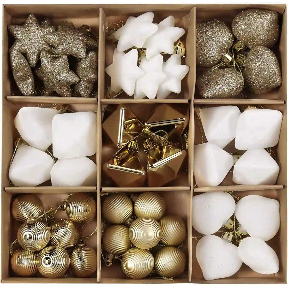 Scatola Da 45 Palline Di Natale Varie, Bianche E Rame 1 Scatola Da 45 Palline Di Natale Varie, Bianche E Rame