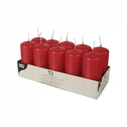 Set 10 Candele In Paraffina Rosse, Ideali Per Natale O San Valentino