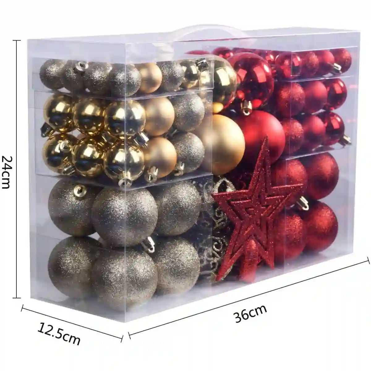Set 100 Palline Con 1 Puntale Per Albero Di Natale, 4 Colori 3 Set 100 Palline Con 1 Puntale Per Albero Di Natale, 4 Colori - immagine 3