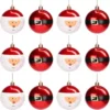 Set 12 Palline Di Natale Rosse Scintillanti E Babbo Natale, Da 8 Cm