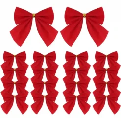 Set 120 Nastri Fiocco Rossi Di Natale, Decorazioni Albero