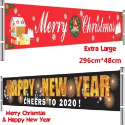 Set 2 Banner Orizzontali Di Buon Natale E Capodanno, Decorazioni
