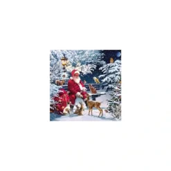 Set 20 Tovaglioli Natalizi Con Babbo Natale Nella Foresta