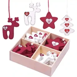 Set 24 Decorazioni, Ciondoli In Legno Per L'albero Di Natale