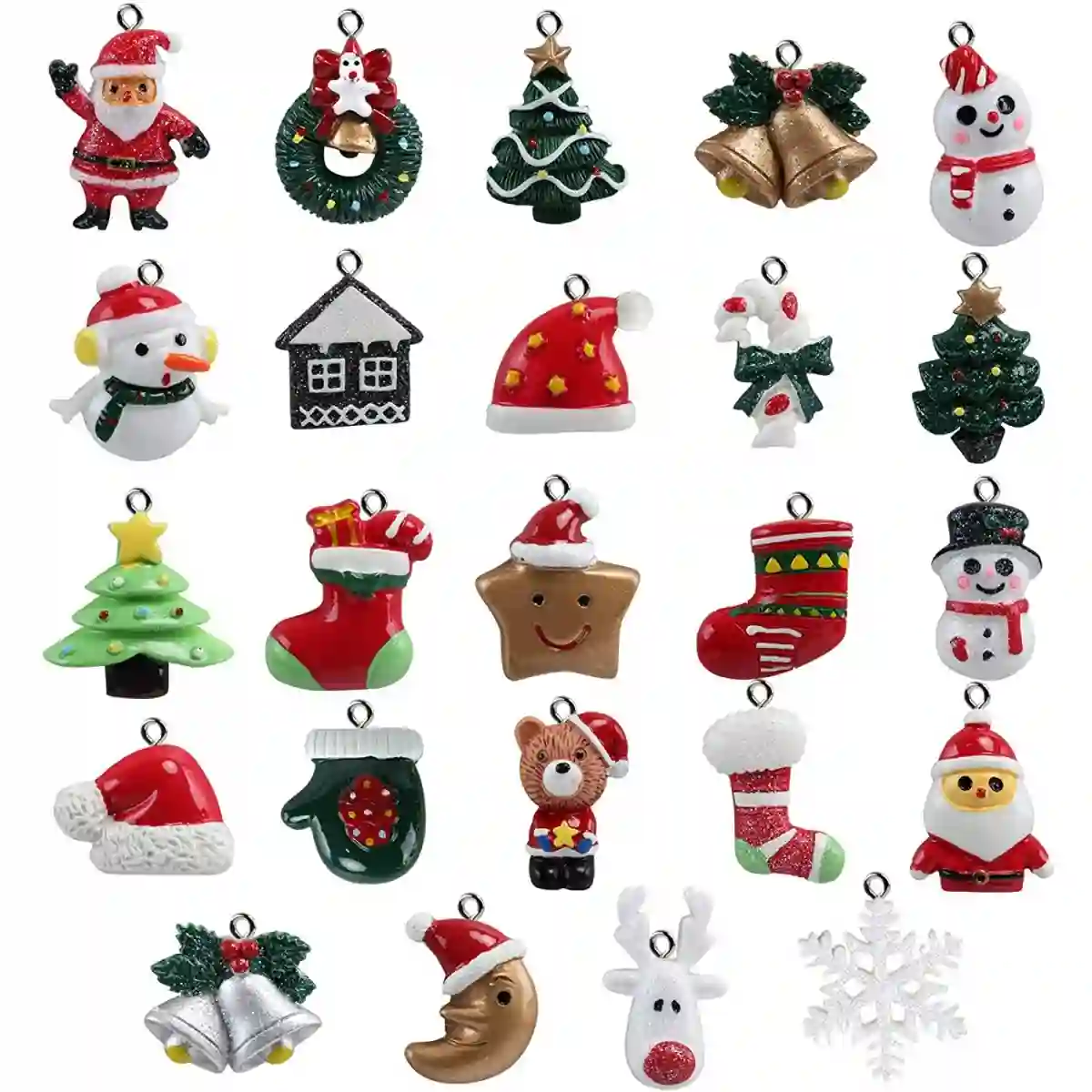 Set 24 Pendenti In Resina, Simboli Di Natale, Per L'albero 1 Set 24 Pendenti In Resina, Simboli Di Natale, Per L'albero