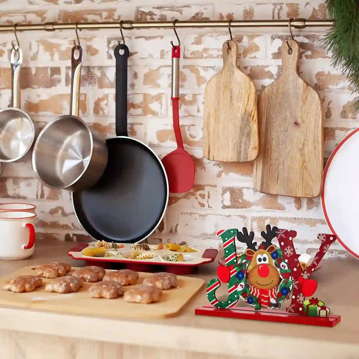 Set 3 Decorazioni Natale Da Tavola, In Legno, Originali 2 Set 3 Decorazioni Natale Da Tavola, In Legno, Originali - immagine 2