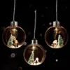 Set 3 Palline Di Natale Luminose LED Con Renne E Babbo Natale