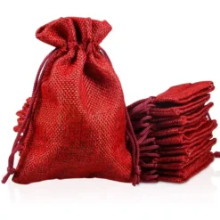 Set 30 Sacchetti Di Iuta Rossi Per Natale, Confezioni Regalo