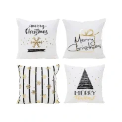 Set 4 Fodere Di Natale Per Cuscini, Grafiche Moderne, Idea Regalo