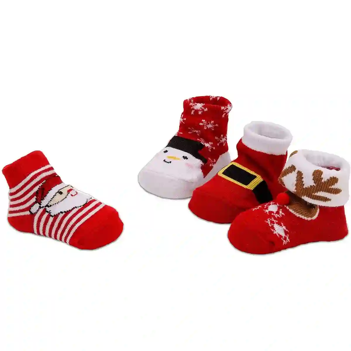 Set 4 Paia Di Calze Neonato Da 0-12 Mesi, Tema Natale 2 Set 4 Paia Di Calze Neonato Da 0-12 Mesi, Tema Natale - immagine 2