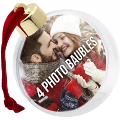 Set 4 Palline Di Natale Personalizzabili Con Foto