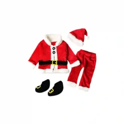 Set 4 Pezzi, Costume Babbo Natale Junior, Per Bambini