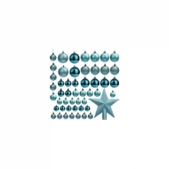 Set 50 Palline Albero Di Natale Blu E Azzurre, Opache E Lucide