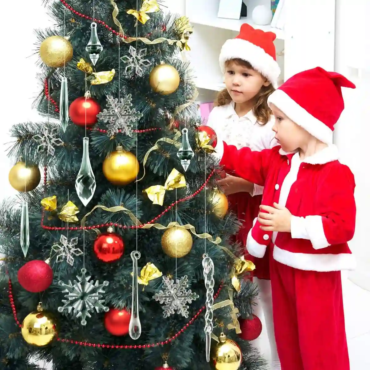 Set 85 Decorazioni Natalizie Linea Cristallo Per Alberi Di Natale 3 Set 85 Decorazioni Natalizie Linea Cristallo Per Alberi Di Natale - immagine 3